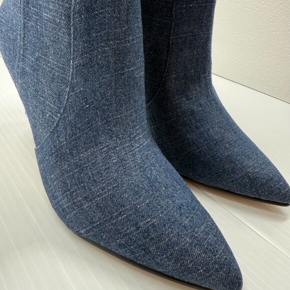 Lisa Vicky Denim Boots Size 7 Blue Arthaul-V Pointed Toe Mid Calf Heels Y2K NIB - Picture 13 of 13